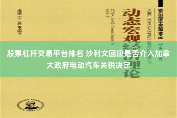 股票杠杆交易平台排名 沙利文回应是否介入加拿大政府电动汽车关税决定