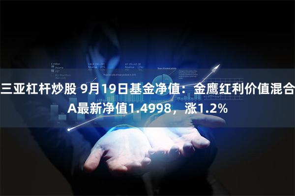 三亚杠杆炒股 9月19日基金净值：金鹰红利价值混合A最新净值1.4998，涨1.2%