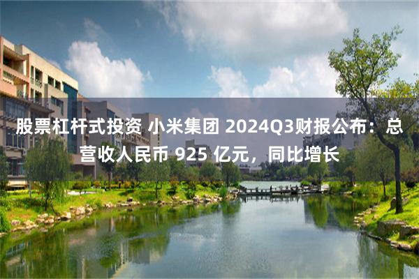 股票杠杆式投资 小米集团 2024Q3财报公布：总营收人民币 925 亿元，同比增长