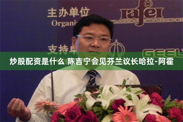 炒股配资是什么 陈吉宁会见芬兰议长哈拉-阿霍
